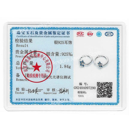Real 925 Sterling Silver Star Earrings For Women Sparkling Zircon Ear Studs Luxury Fine Engagement Wedding Jewelry Gift For Girl