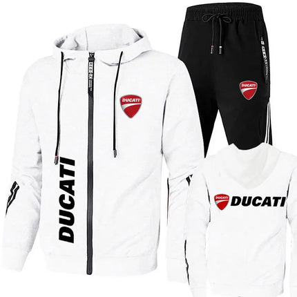 Spring Men's sets Ducati logo print fashionable casual outdoor zippered hoodie sweatshirt sport pants for motorcycle enthusiasts