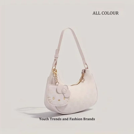 Sanrio 2026 New Sanrio Pink Cute Hello Kitty Armpit Bag, Cartoon Girl Fashion Versatile Shoulder Bag Handbag