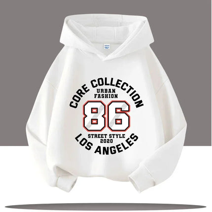 New Autumn Winter Retro Digital  Cartoon Letter Printed Children's Hooded Sweatshirt Boy Girl Pullover Casual Fashion Kid Hoodie
