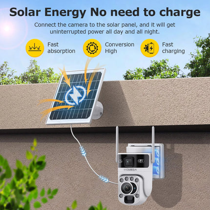 INQMEGA 12MP 60X Optics Zoom Dual Screen 4G /WIFI Solar Camera Securty Outdoor  PIR Human Detection Color Night Vision UBOX APP