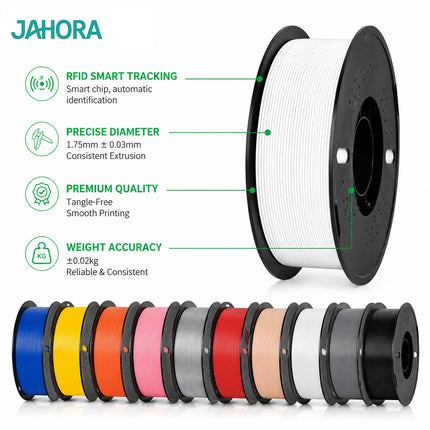 JAHORA PLA Filament 1.75mm 1kg Multiple Colors No Clogging Vacuum Sealed 3D Printing Consumables Smooth Feeding Strong Toughness