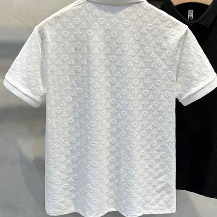 Summer New Men's Lapel Hollow Short-sleeved Polo Shirt Ice Silk Breathable Business Fashion T-Shirt Male Brand Clothes
