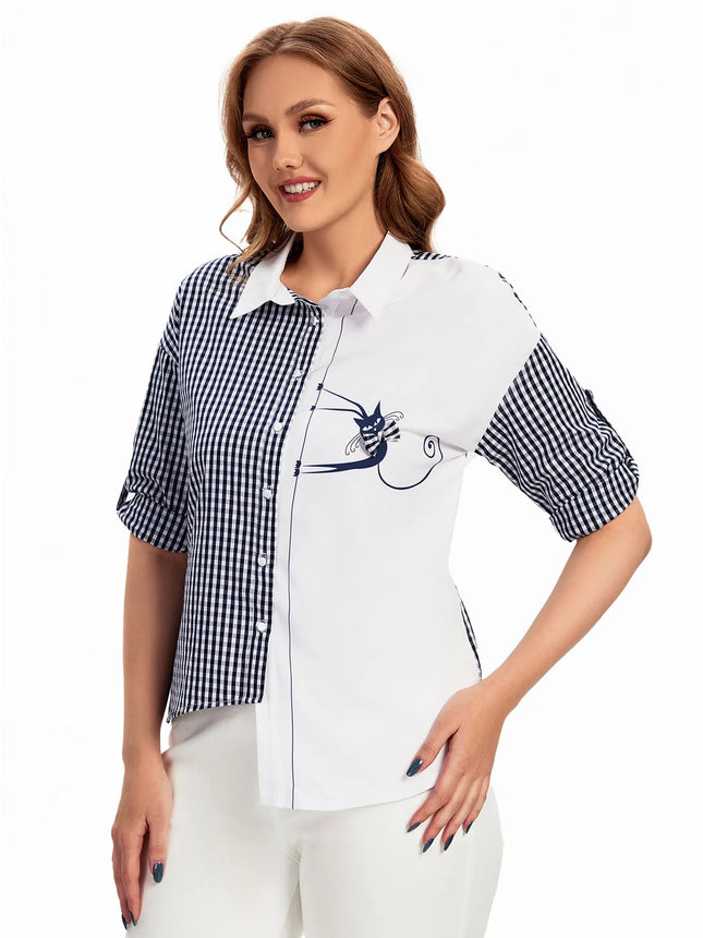 Women Plus Size Woven Spring And Autumn Fashionable Shirt
