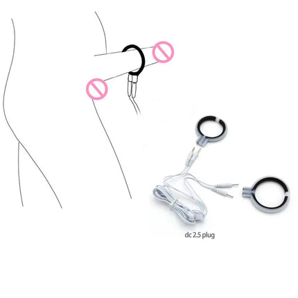 Bi-Polar E-Stim Silicone Cock Rings Electrosex Gear TENS UNIT Men Electro Sex Toys