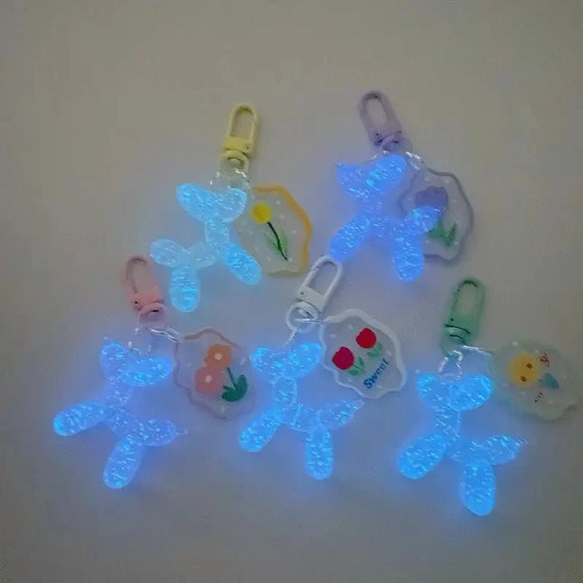 Balloon Dog Luminous Keychain Balloon Dog Glow At Night Pendant Keyring Accessories Backpack Bags Pendant Kawaii Things Y2K New