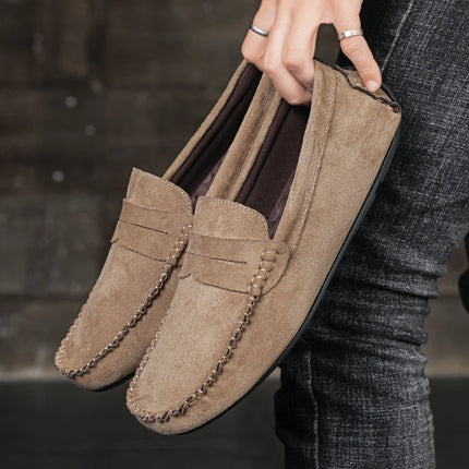 Fashion Suede Men Casual Shoes Breathable Leather Mens Loafers Slip on Male Driving Shoes Luxury Brand Comfortable Boat Shoes
