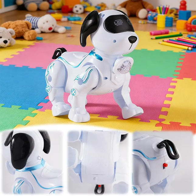 Bestselling Musical Dancing Robot Dog for Street Vending Wholesale Flashlight Walking Electronic Pet Toy, Built-in Melodies