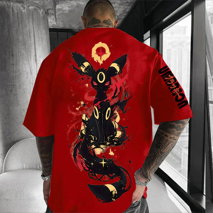 Pokémon Japanese Anime Peripheral Umbreon Short Sleeve T-Shirt Pokémon Summer Men's Fashion Breathable Sports Top