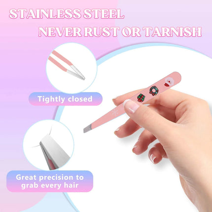 Christmas Multicolor Tweezers High Precision Stainless Steel Eyebrow Tweezers for Facial Hair Eyebrow Grooming Ingrown for Gift