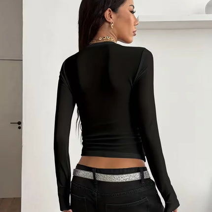 Women's Spring/Summer Retro Style Music Road Printed Long-Sleeve T-shirt