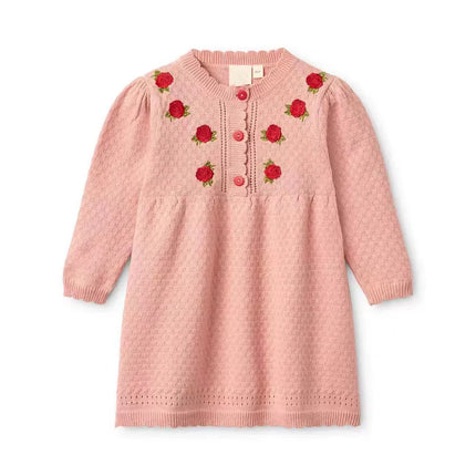 2025 Autumn Winter Kids Sweaters Baby Knit Cardigan Jacket Vest Strawberry Girls Princess Dress Long Sleeve Tee Shirt Pant Cloth