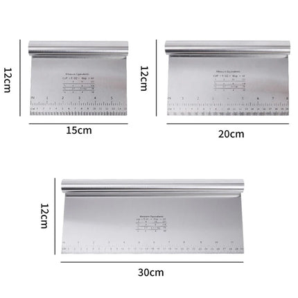 Stainless Steel Cake Scraper & Dough Cutter with Measuring Scale, DIY Dough Pastry Spatulas, Bread Baking Accessories
