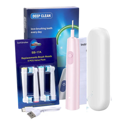 Sonic Electric Toothbrush Rechargeable Rotary Adult Waterproof with Timer 5 Modes & 4 Replaceable Brush Heads for Teeth Cleaning