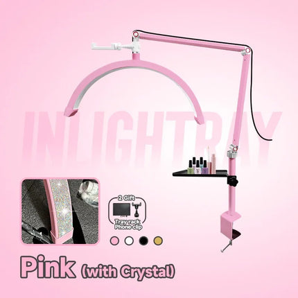 2025 Custom LOGO NEW Half-Moon Ring Light Moon Lamp Makeup Skincare Beauty Tattoo Lash Light Nail Table Facial Bed Clip-on Lamp