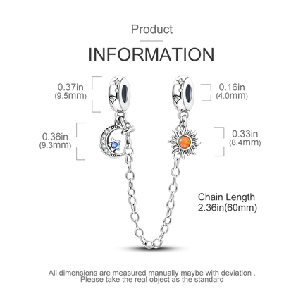 Sparkling Clear Silver Safety Chain 925 Sterling Silver Safety Chain Charm Beads Fit Original Bangle Bracelet DIY Jewelry