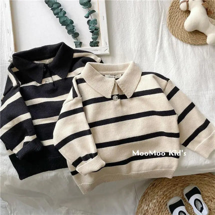 2026 Spring Autumn Children's Sweater Striped Boys And Girls Casual Sweater Baby Children's Long-sleeved Clothing Sweater