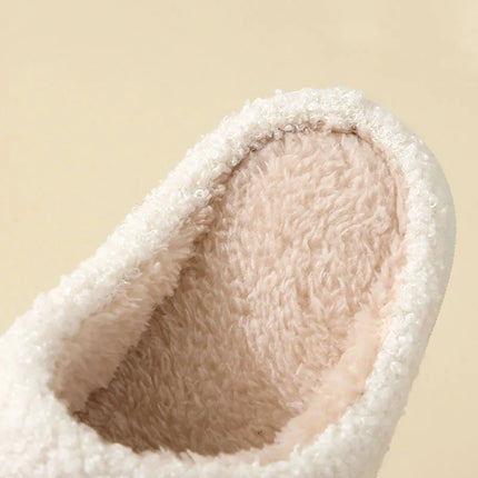Cute Smiles Women's Fluffy Slippers Winter Indoor Closed Toe Warm Couple Slippers Woman Non-slip Flat Heel Fur Home Slides Shoes