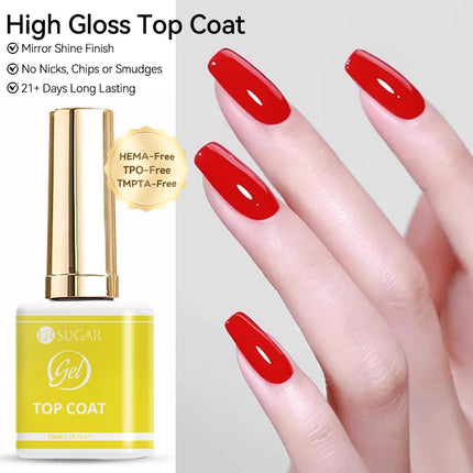 UR SUGAR 15ml Top Coat and Base Gel Nail Polish Hema Free Base Top Coat Gel Semi permanent Soak Off UV LED Nail Gel Varnish