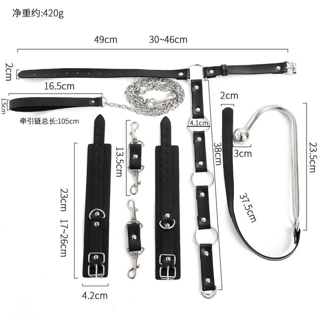 Sex Toy Set Anal Hooks Handcuffs PU Adlut SM Sex Products BDSM Bondage Anal Plugs Neck Restraint Backhanded Cuffs