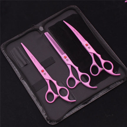 Pet Grooming Scissors Purple Dragon Japan Stainless Pink Curved Scissors For Dogs Dog Thinning Scissors Pet Chunker Shears Z3003