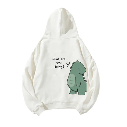 2024 Autumn/Winter Women's and Men's Couple Rock Ni Shirt Dinosaur Long Print Hooded Sweatshirt