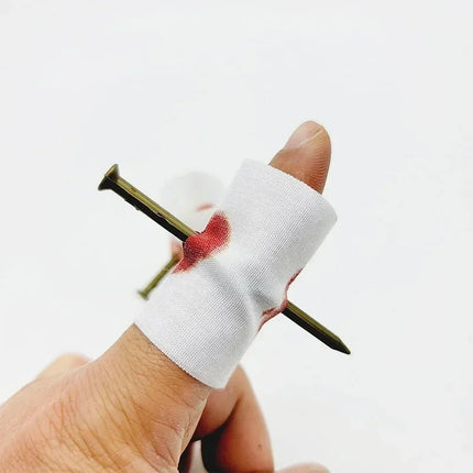 1/5pcs Halloween Fake Nail Through Finger Prank Toys Scary Magic Toy Funny Bloody Nail Bandage April Fool's Day Trick Joke Toy