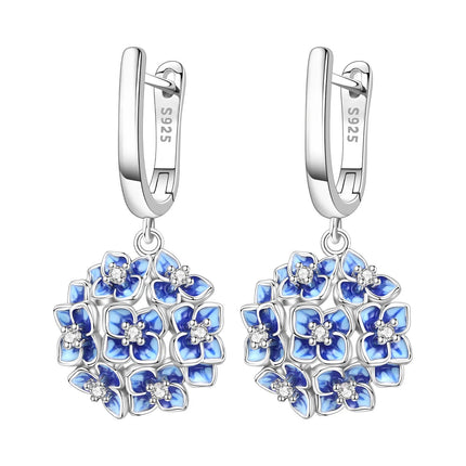 Hot Sale Original 925 Sterling Silver Zircon Pink Paw Print Earrings Heart Flower Leaf Design Women Party Jewelry Gift Ear Loops