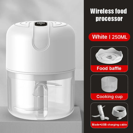 1 electric garlic puree machine, mini meat grinder, 250ML ginger chili chopper, onion grinder, kitchen food mixer