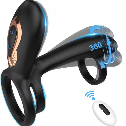 360° Rotation Twisting Vibrating Penis Ring Vibrator Sex Toy for Men Delay Time Prostate Massager Remote Control Cock Rings 18+