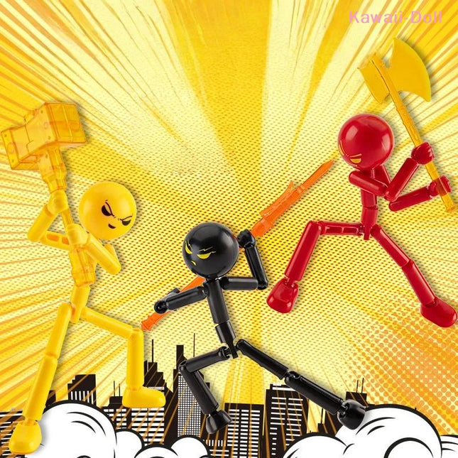 1 Set Movable 3D Printing Mannequin Novelty Action Figure Stickman Assembled Robot Multi-jointed Stickman Toy