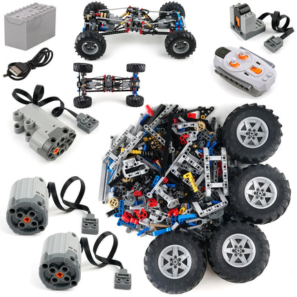 MOC 4WD 4 Wheels Drive Climbing Car with Suspension Shocks Technology Off-Road Car Remote Control Power Servo Motor Toys Gifts