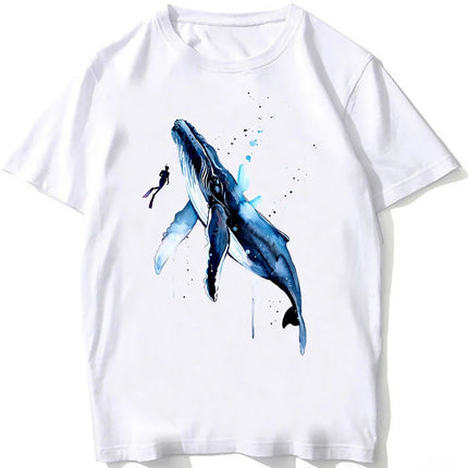 Whale Shark Anatomy Biology T-shirt Unisex Women Hip Hop Casual T Shirts Women Beach Diving White T-shirt Vintage Women Tees