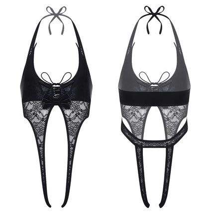Men Sexy Open Crotch Cutout Sissy Bodysuit Male Cross-dressing Underwear Rave Party Nightclub Couple Games Lingerie Nightwear