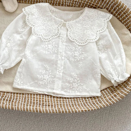 MILANCEL Kids Baby Girls Clothing Set Toddler Girls Big Collar Princess Blouse And Lace Bodysuit 2 Pcs Suit Outfits