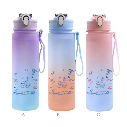 750ML Pokemon Gradient Color Plastic Drinking Bottle Water Bottle Hiking  Outdoor Large Capacit Portable Drink Bottles Cup
