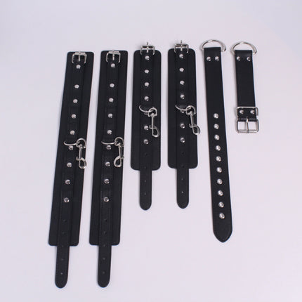 Black Leather Bondage Handcuffs Arm Cuffs Restraints Straps Hand Belt Cuffs Slave BDSM Exotic Sex Toys for Adults Couple Games