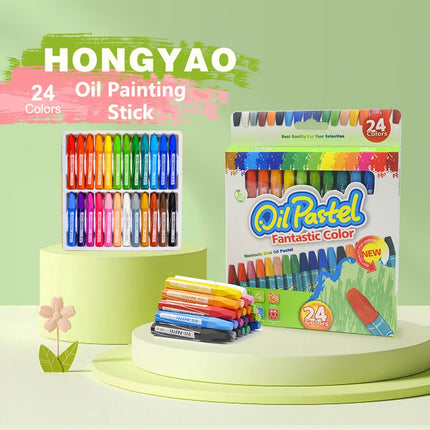 4/12/18/24Colors Art Drawing Set Multicolor Crayons Kid Graffiti Brush Student Oil Painting Stick Suit School Art Supplies