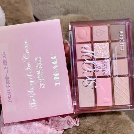 12Color Pink Brown Eye Shadow Tray Pearl Glitter Earth Matte Chocolate Eyeshadow Palette Korea Low Saturation Eye Pigment Makeup
