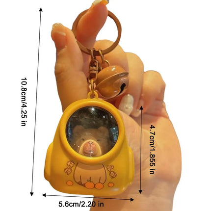 Cute Kapibala Small Night Light Keychains Kawaii Bag Hang Celebrity Atmosphere Light Key Chain Space Capsule Trinket Friend Gift