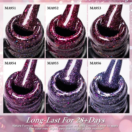 7ml Cat Reflective Magnetic Gel Nail Polish Purple Red Glitter Semi Permanent UV Gel Varnish Soak Off Nail Supplies Manicure DIY