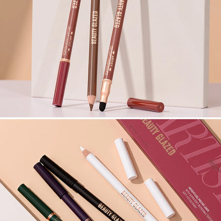 1pc Beauty Glazed Artist Velvet Lipliner Pencil With Sponge brush,Weightless Precise Liner with Super Soft Blendable Texture