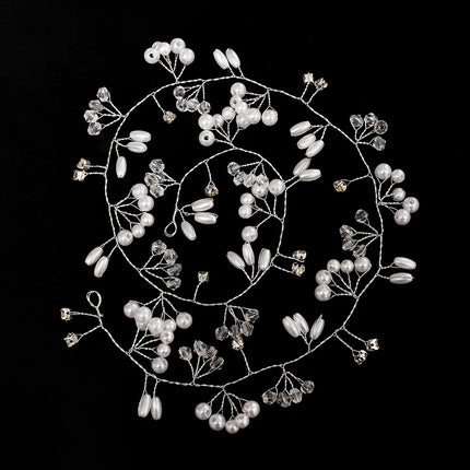 Western Wedding Fashion Headdress for Pearl Crystal Bride Handmade Wedding Crown Floral Pearl Hair Accessories Hairpin Ornaments