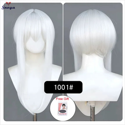 Snoya 60cm synthetic Multi colored long sideburns style short cosplay wig Heat resistant fiber Purple blue pink black gold