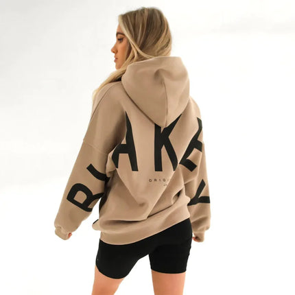 2025 Elegant Women Chic Hoodies Fashion Autumn Winter Fleece Long Sleeve Solid Color Hooded Top Casual Office Lady Sweatshirts