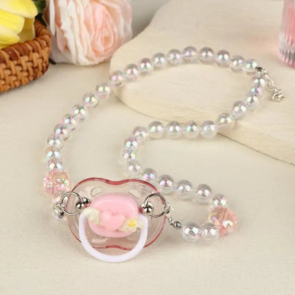 Sweet Beads Chain Pacifier Gag Collar Couple Toy Soft Silicone High-end Adult Pacifier Creating An Exclusive Luxury Leisure Time