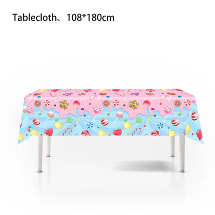 Ice Cream Theme Disposable Tablecloth Happy Birthday Party Decoration For Home Summer Wedding Birthday Baby Shower Decor