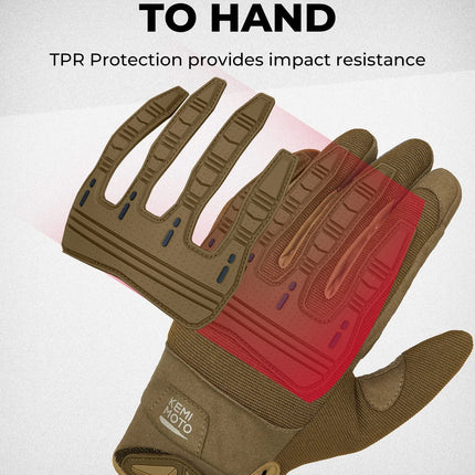 KEMIMOTO Hunting Tactical Gloves For Men Outdoor Climbing Work Gloves With Rubber Guard Touchscreen Sports Motorcycle Gloves