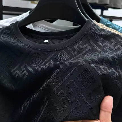 High end brand ice silk round neck short sleeve T-shirt summer fashion printed comfortable breathable top Designer Men's Wear