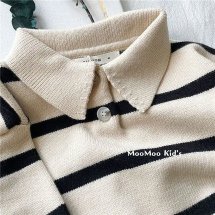 2026 Spring Autumn Children's Sweater Striped Boys And Girls Casual Sweater Baby Children's Long-sleeved Clothing Sweater
